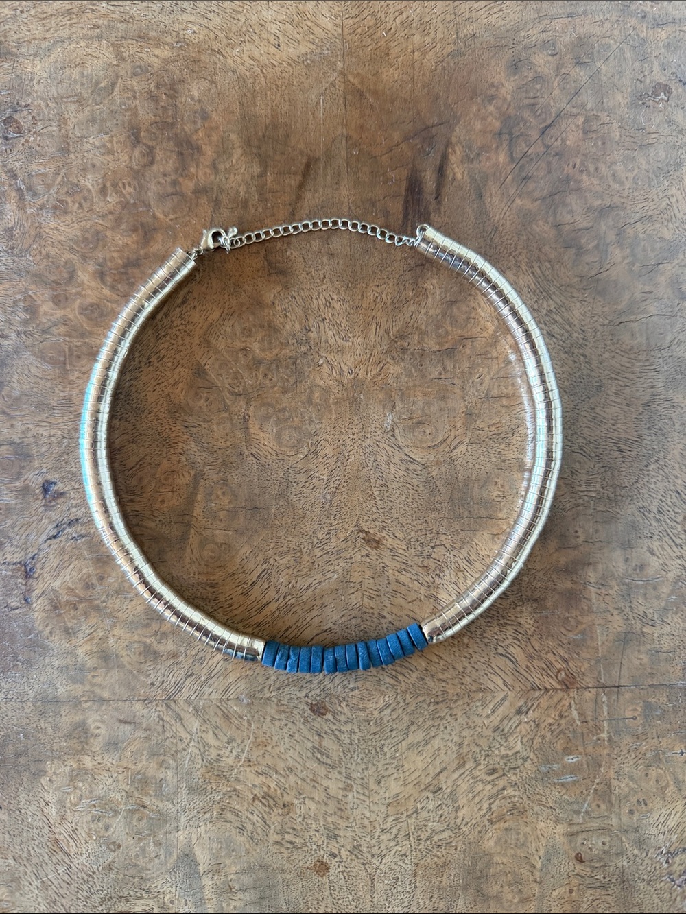 Blue & Gold Beaded Necklace Like New